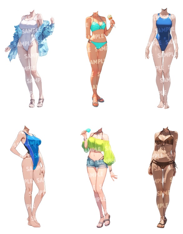 【立ち絵50点】水着|女性(png)