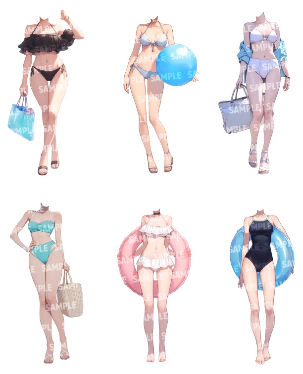 【立ち絵50点】水着|女性(png)