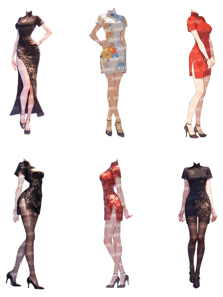 【立ち絵30点】チャイナドレス(png)