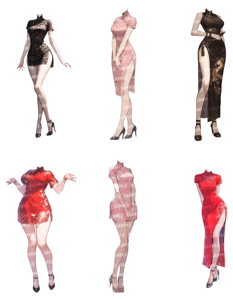 【立ち絵30点】チャイナドレス(png)