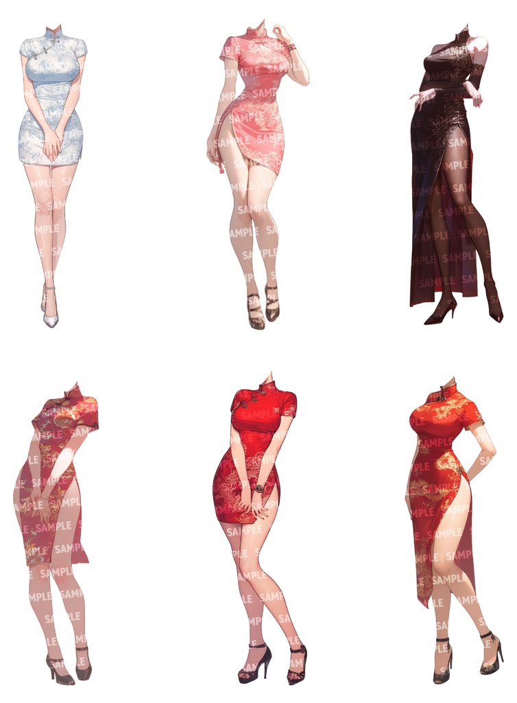 【立ち絵30点】チャイナドレス(png)