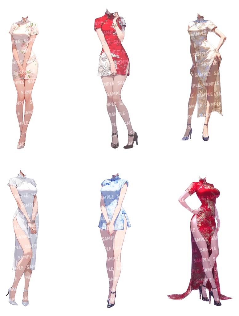 【立ち絵30点】チャイナドレス(png)