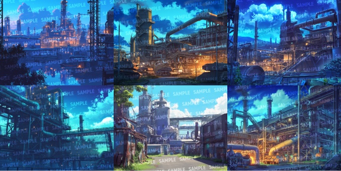 【背景50枚】廃工場|差分あり(ゲーム/TRPG/CoC/ココフォリア)