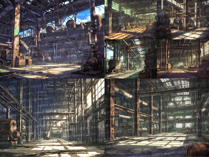 【背景50枚】廃工場|差分あり(ゲーム/TRPG/CoC/ココフォリア)