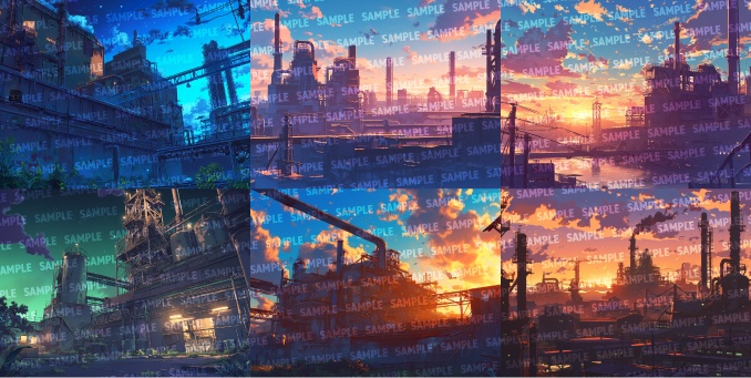 【背景50枚】廃工場|差分あり(ゲーム/TRPG/CoC/ココフォリア)