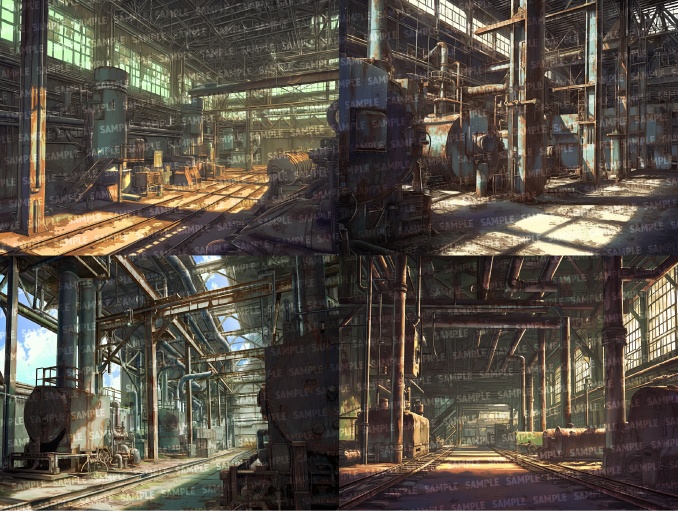 【背景50枚】廃工場|差分あり(ゲーム/TRPG/CoC/ココフォリア)