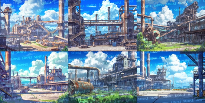 【背景50枚】廃工場|差分あり(ゲーム/TRPG/CoC/ココフォリア)