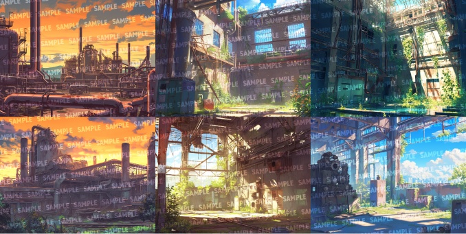 【背景50枚】廃工場|差分あり(ゲーム/TRPG/CoC/ココフォリア)