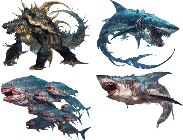 【透過素材50点】怪物|水棲/異形/魔物/魔獣(png)