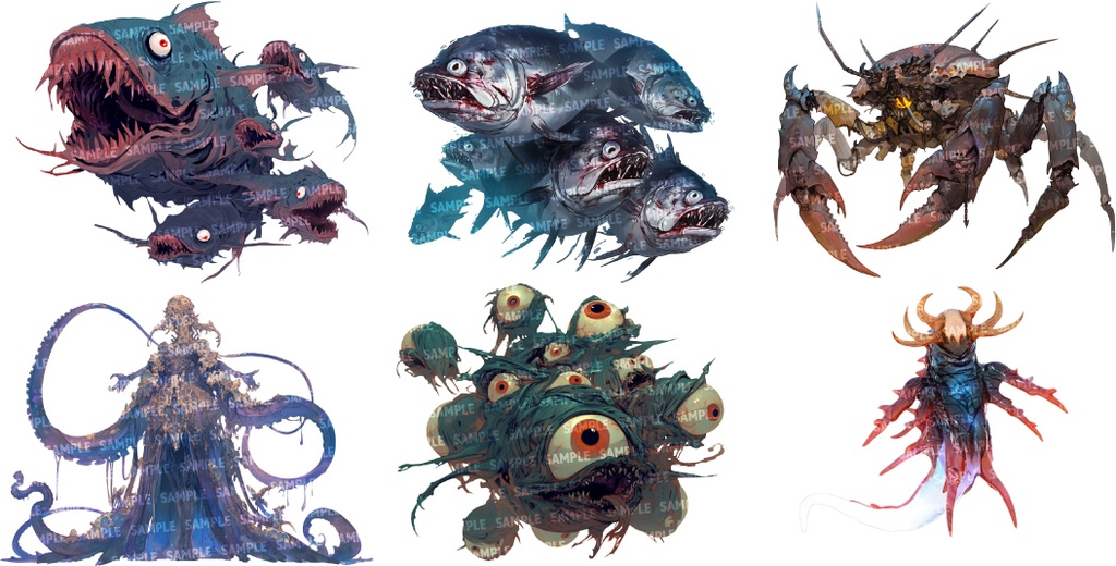 【透過素材50点】怪物|水棲/異形/魔物/魔獣(png)