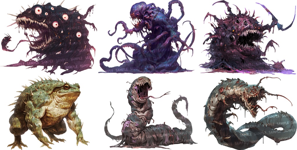 【透過素材50点】怪物|水棲/異形/魔物/魔獣(png)