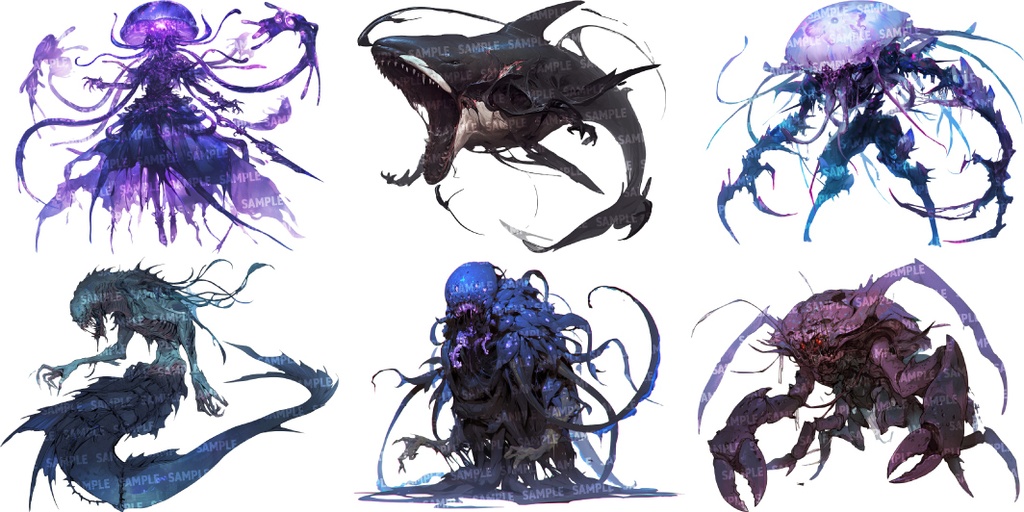 【透過素材50点】怪物|水棲/異形/魔物/魔獣(png)