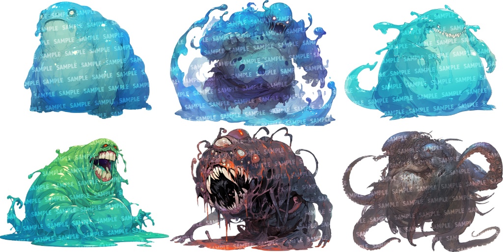 【透過素材50点】怪物|水棲/異形/魔物/魔獣(png)