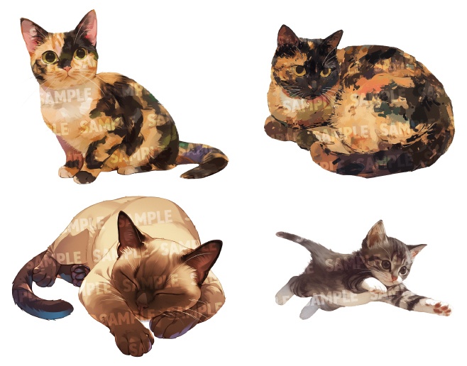 【透過素材100点】猫(png)