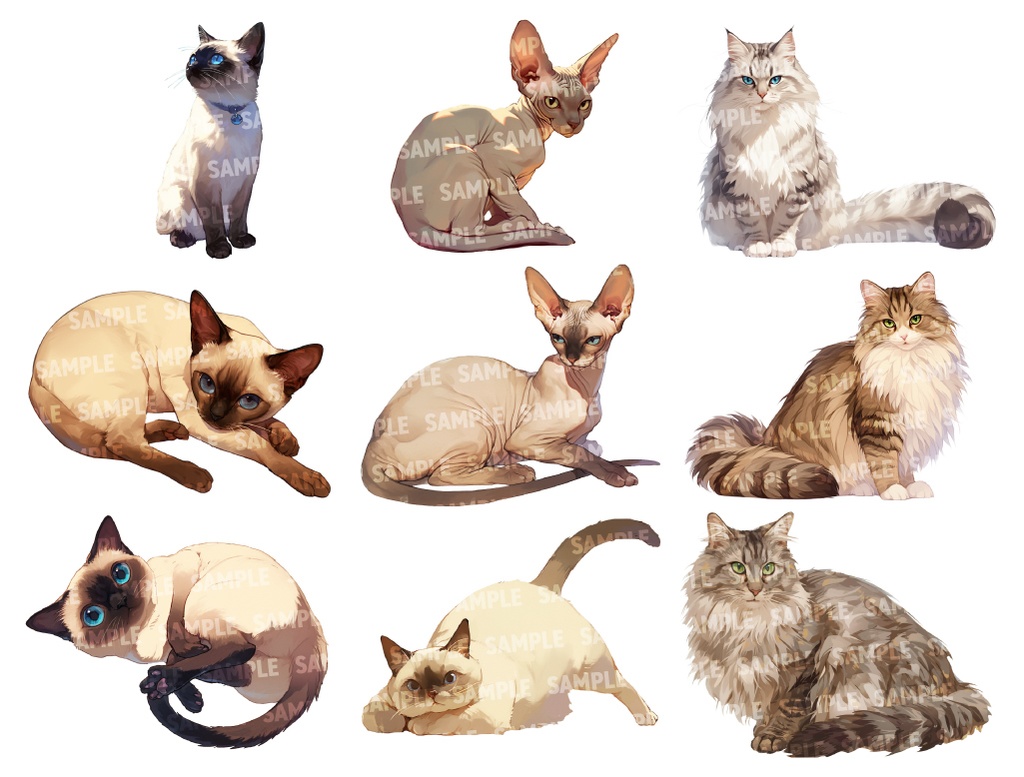 【透過素材100点】猫(png)