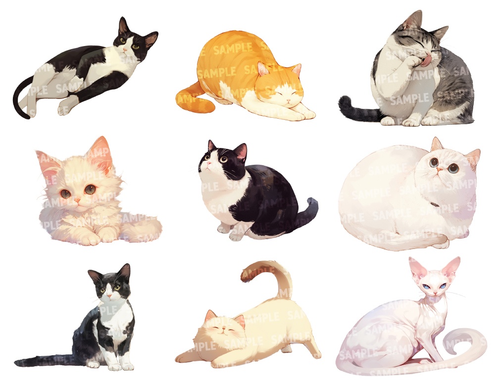 【透過素材100点】猫(png)