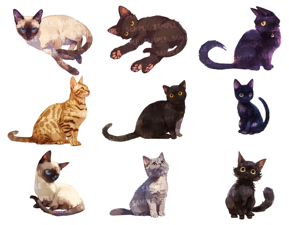 【透過素材100点】猫(png)