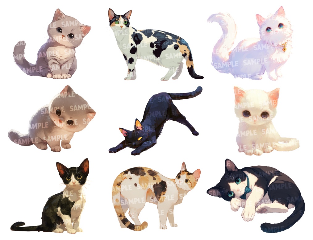 【透過素材100点】猫(png)