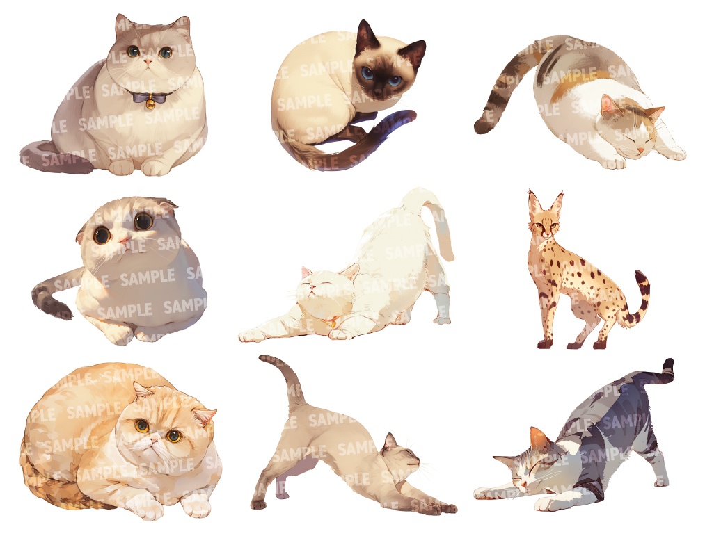 【透過素材100点】猫(png)