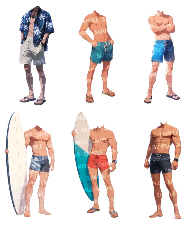 【立ち絵50点】水着|男性(png)
