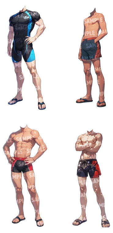 【立ち絵50点】水着|男性(png)