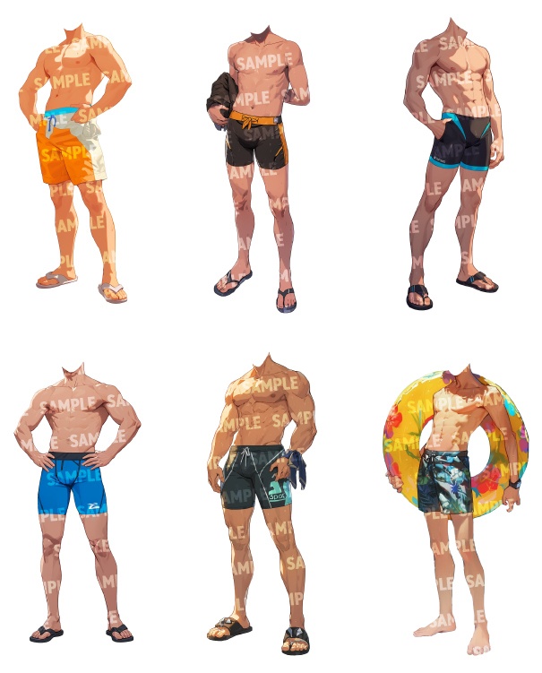 【立ち絵50点】水着|男性(png)