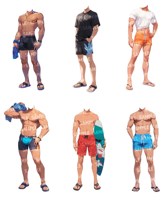 【立ち絵50点】水着|男性(png)