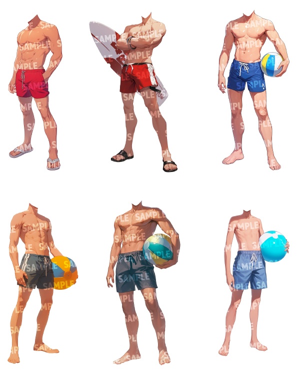 【立ち絵50点】水着|男性(png)