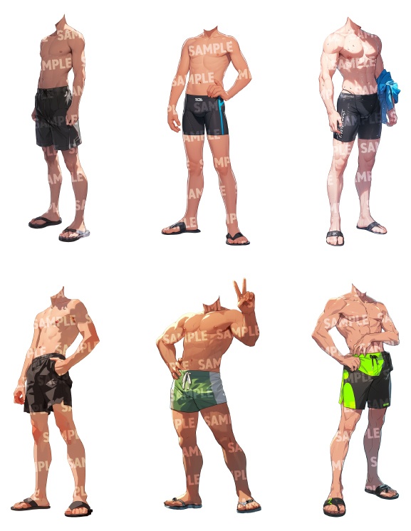 【立ち絵50点】水着|男性(png)