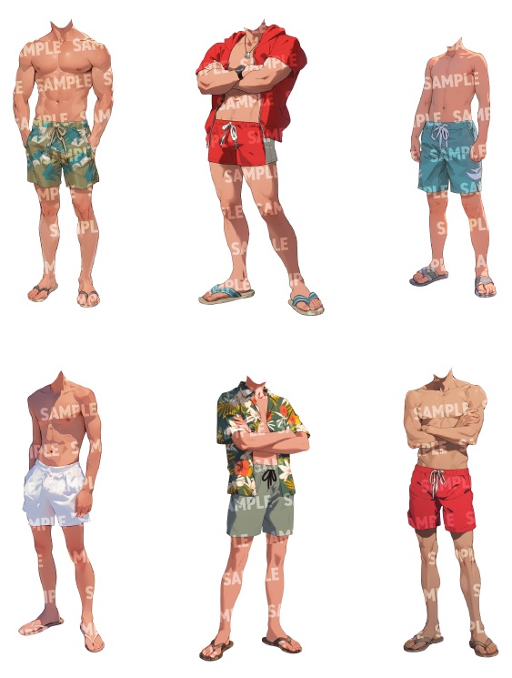【立ち絵50点】水着|男性(png)