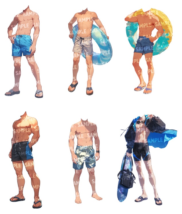 【立ち絵50点】水着|男性(png)