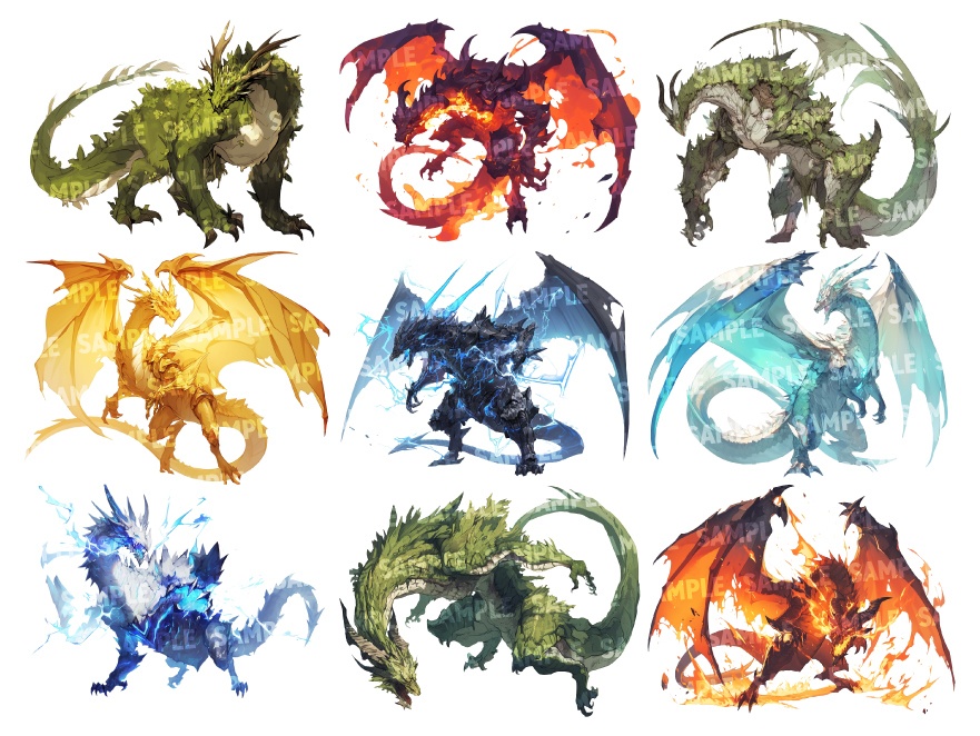 【透過素材60点】ドラゴン/龍/竜(png)