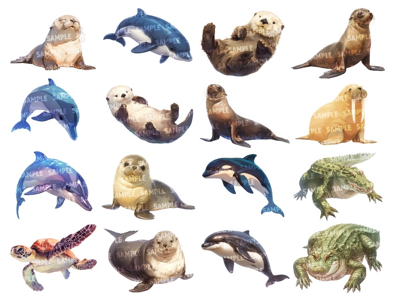 【透過素材150点】水棲生物(png)