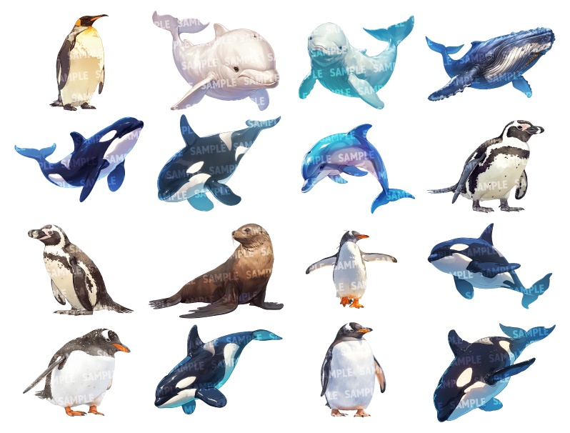 【透過素材150点】水棲生物(png)