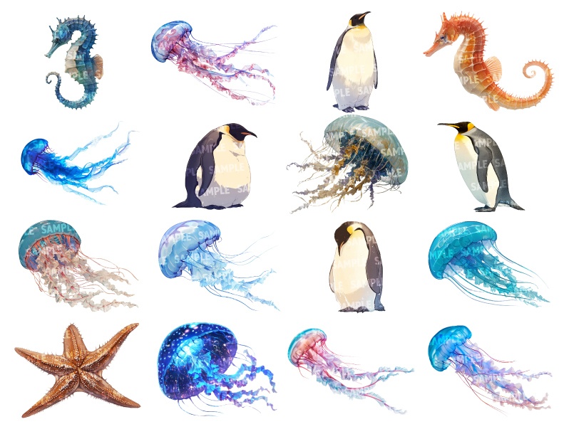 【透過素材150点】水棲生物(png)