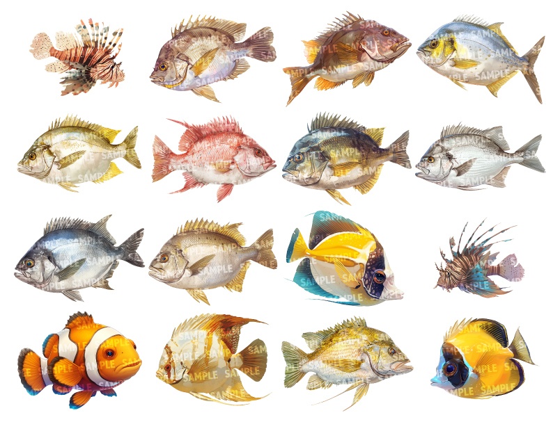 【透過素材150点】水棲生物(png)