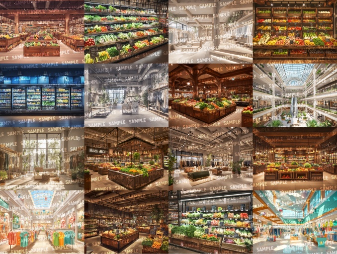 【背景80枚】ショッピングモール|服屋/本屋/外観/駐車場(ゲーム/TRPG/CoC/ココフォリア)