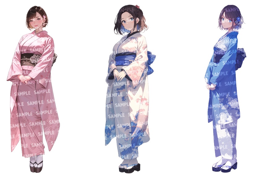 【立ち絵30点】着物/浴衣|女性/差分あり(png)