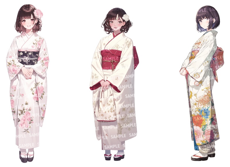 【立ち絵30点】着物/浴衣|女性/差分あり(png)