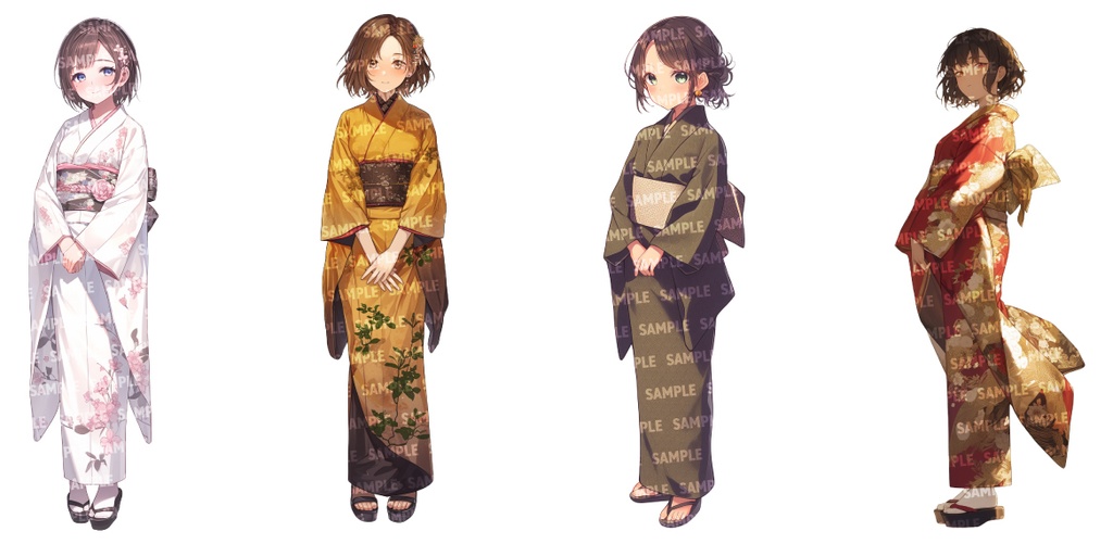 【立ち絵30点】着物/浴衣|女性/差分あり(png)