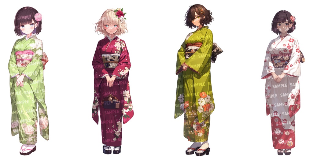 【立ち絵30点】着物/浴衣|女性/差分あり(png)