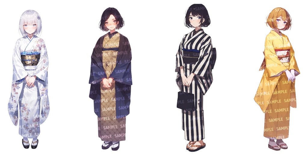 【立ち絵30点】着物/浴衣|女性/差分あり(png)