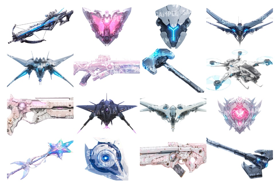 【透過素材125点】武器|近未来/SF風(png)