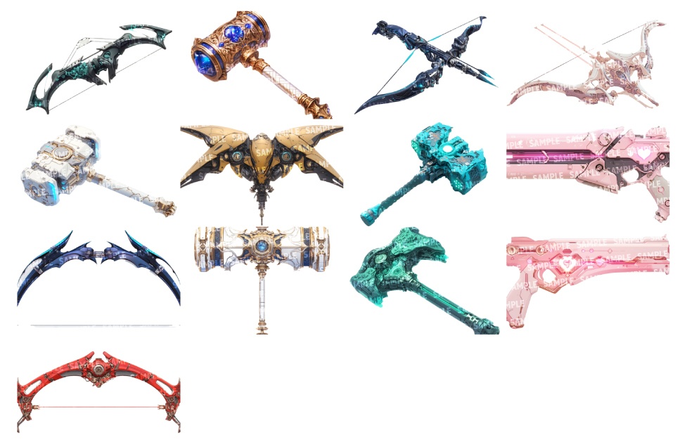 【透過素材125点】武器|近未来/SF風(png)