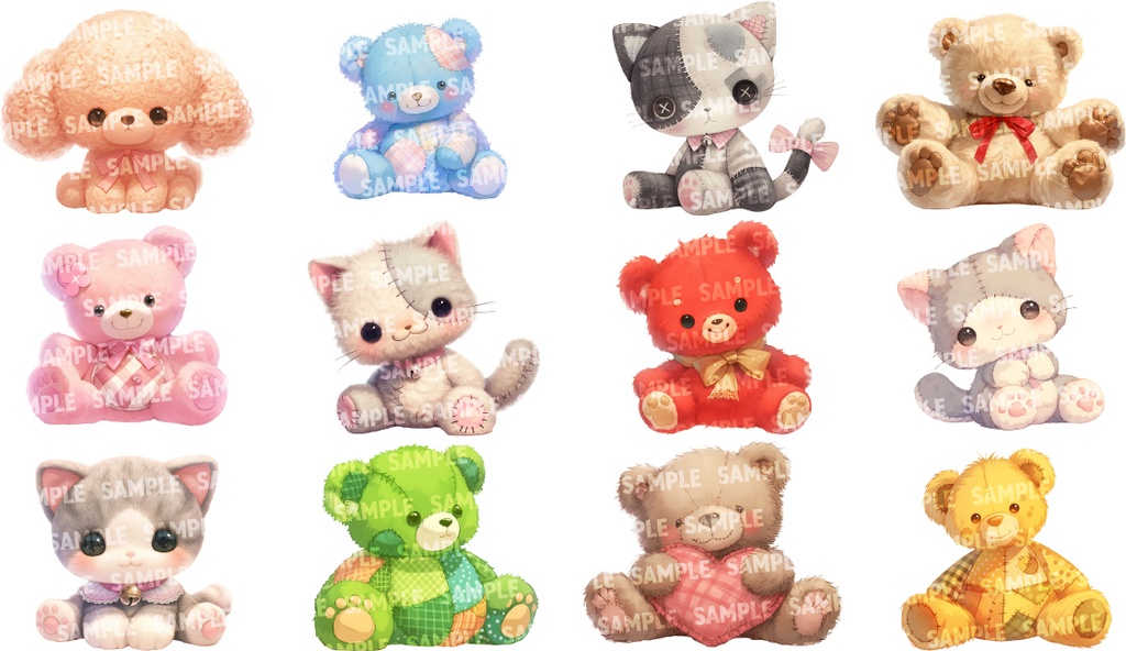 【透過素材60点】ぬいぐるみ(png)