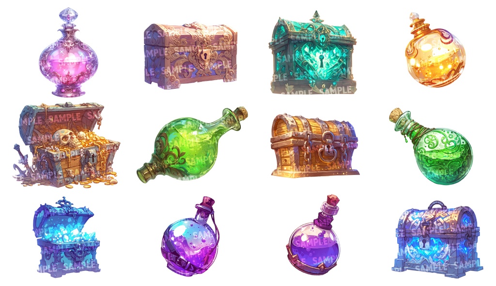 【透過素材100点】RPG小道具(png)