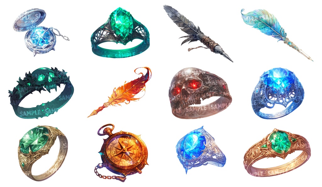 【透過素材100点】RPG小道具(png)