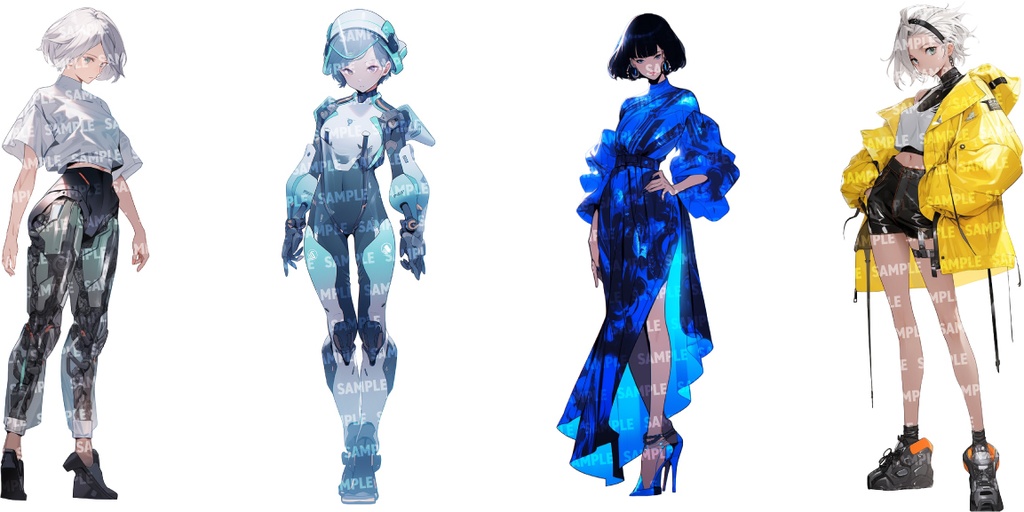 【立ち絵80点】サイバー/メカ|女性/差分あり(png)