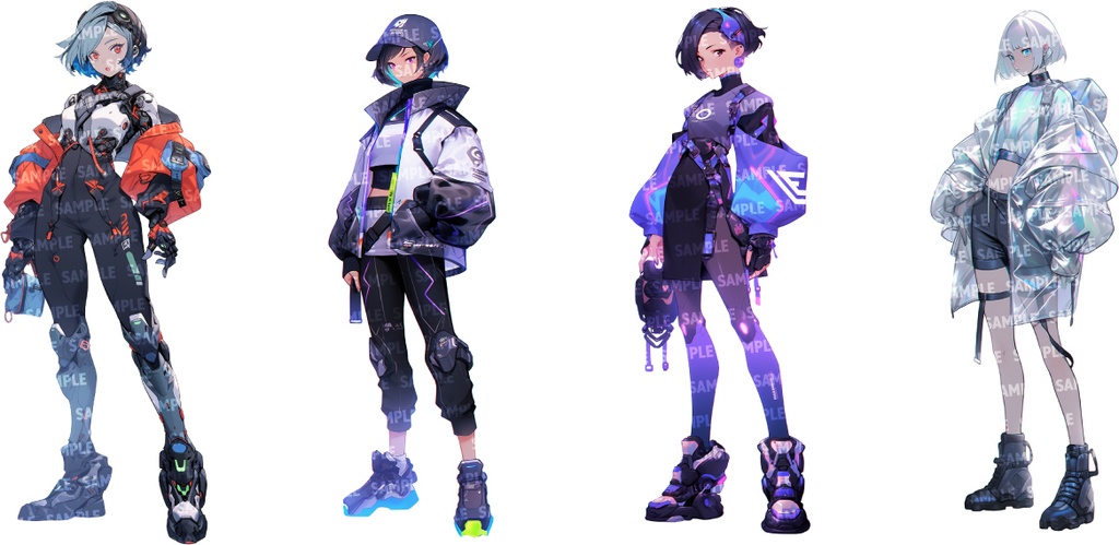 【立ち絵80点】サイバー/メカ|女性/差分あり(png)