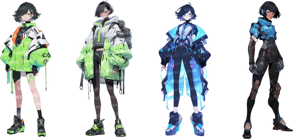 【立ち絵80点】サイバー/メカ|女性/差分あり(png)